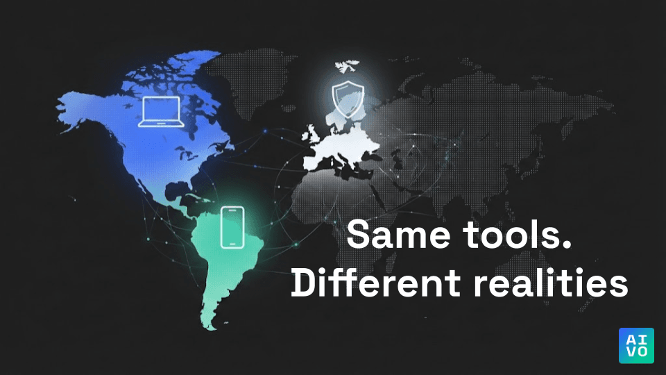 Global map showing regional AI adoption patterns across North America, Latin America, and Europe in 2026