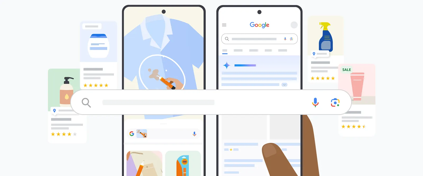 Google's own illustration of Sponsored product ads appearing inside AI-powered search results.